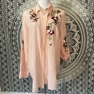 Philosophy cotton and silk blend blouse with embroidered flowers Size Medium